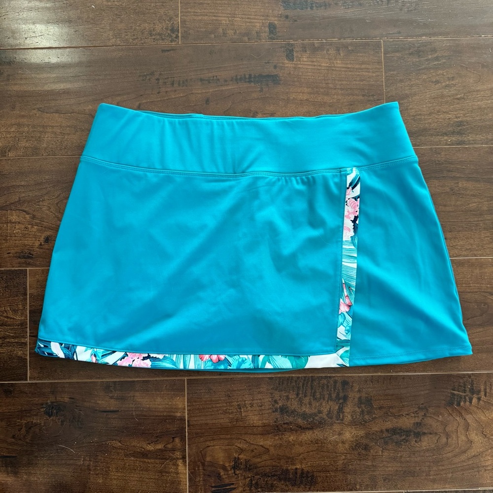 Tommy Bahama Skort XL Blue Floral Hawaiian Golf Tennis UPF50 Athleisure Pocket
